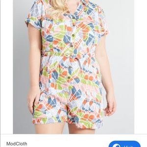 ModCloth Lighthearted Cartographer Romper  XL NWT